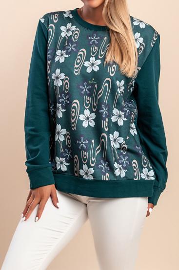 Long-sleeved Sweatshirt with print, green