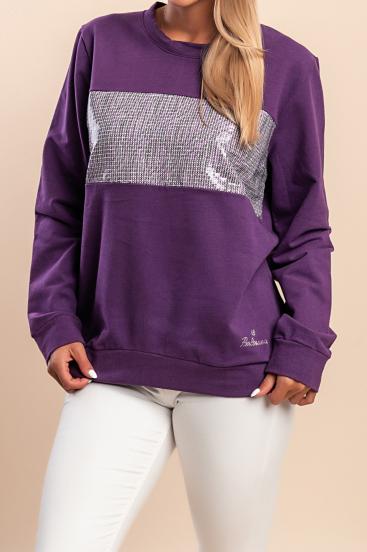 Cotton sweatshirt with decorative detail, purple