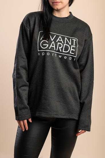 Cotton sweatshirt with print, gray