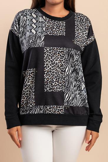 Cotton Top with print, black