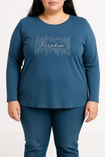 Cotton Top with decorative detail, blue