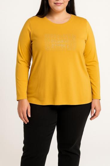 Cotton Top with decorative detail, mustard
