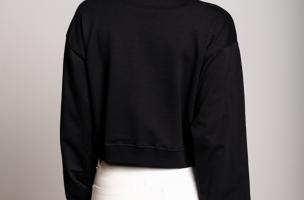Sports long-sleeved cotton sweatshirt Avesta, black