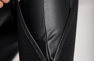Imitation leather trousers, black