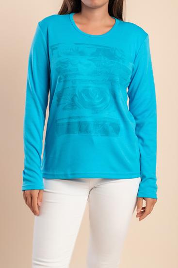 Cotton Top with print, light blue