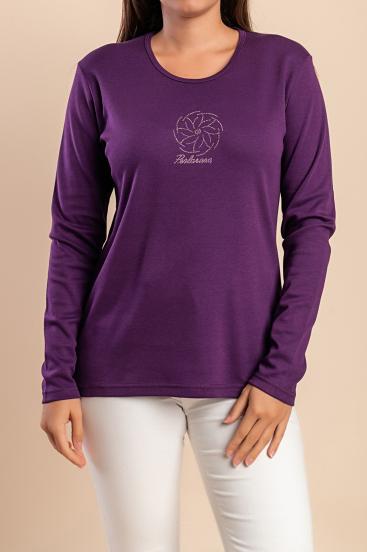 Cotton long-sleeve top, purple