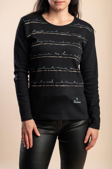 Cotton Top with print, black