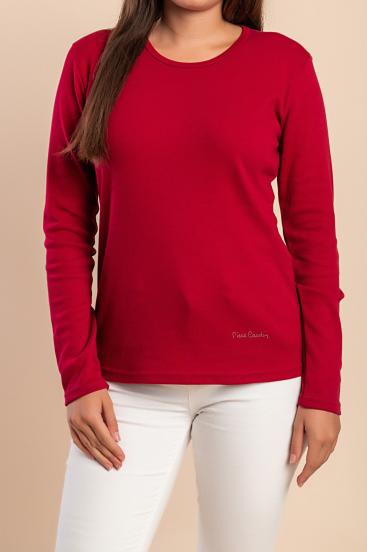 Cotton long-sleeve top, red