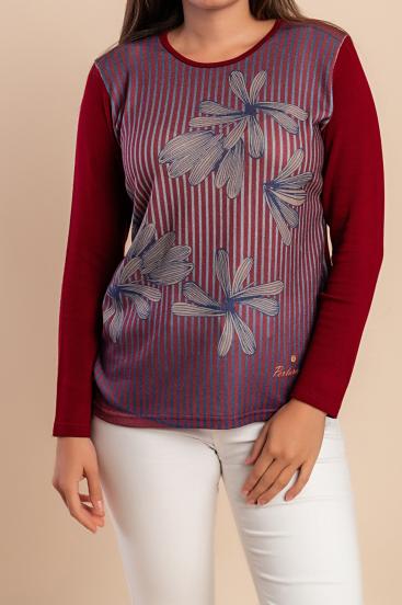 Printed Top, burgundy