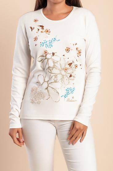 Cotton Top with print, white