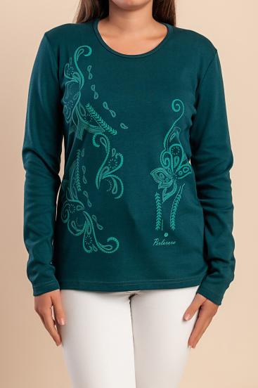 Cotton Top with print, green