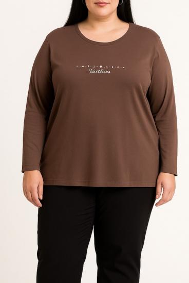 Cotton long-sleeve top, brown