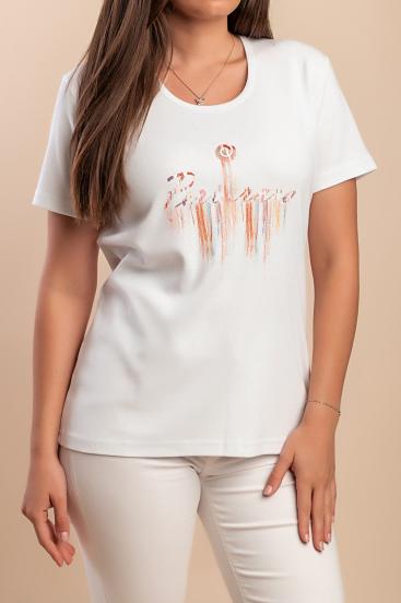Cotton T-shirt with print, white