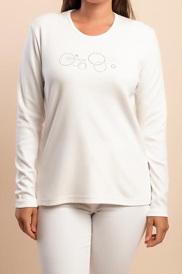 Cotton long-sleeve top, white