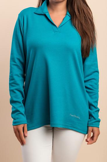 Cotton long-sleeve top, mint