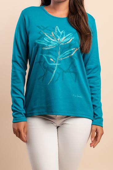 Cotton long-sleeve top, mint