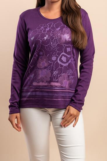 Cotton long-sleeve top, purple