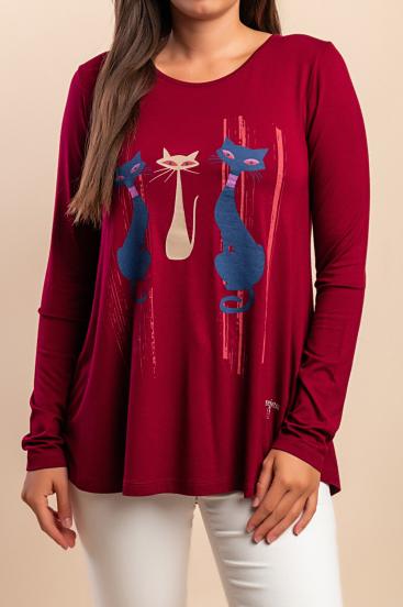 Long-sleeved top, burgundy