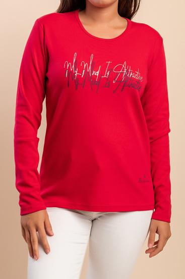 Long-sleeved cotton top, pink