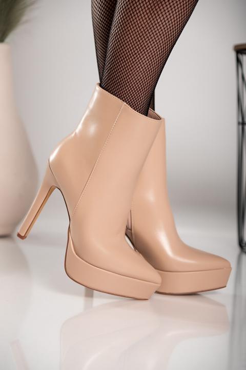 Elegant high-heeled ankle boots Yons, beige