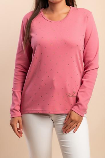 Long-sleeved cotton top, pink