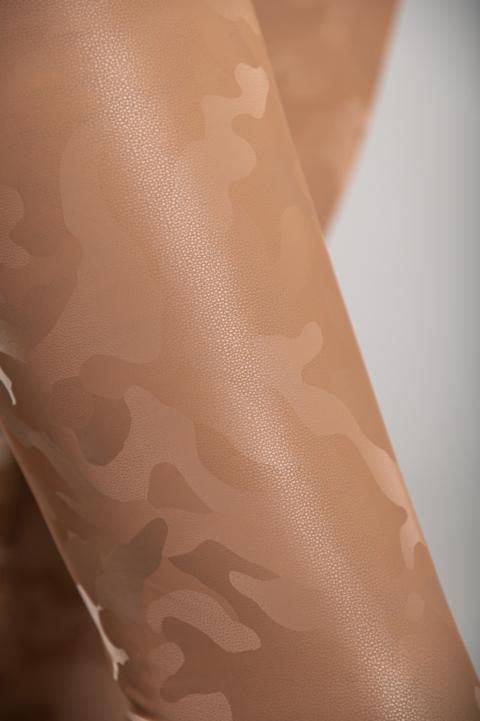 Leggings with lining and wide waist, camel color