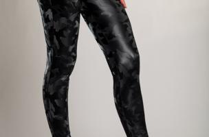 Leggings with lining and wide waist, black