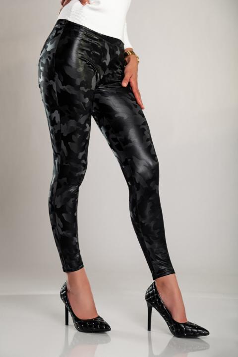 Leggings with lining and wide waist, black