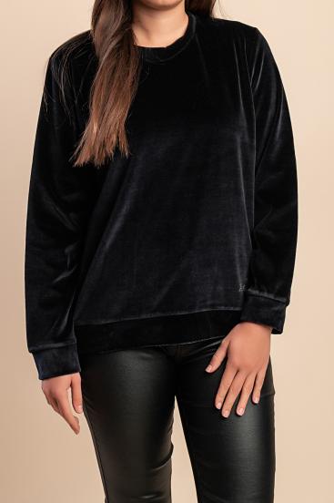 Velvet-effect Top, black