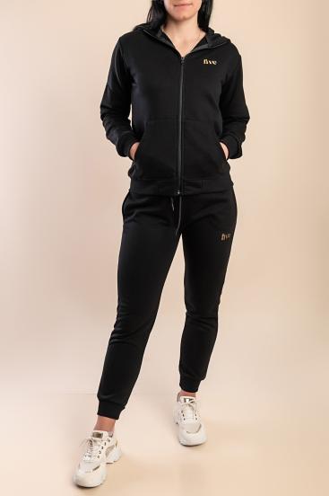 Two-piece cotton tracksuit, black