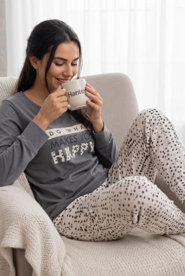 Long printed pajamas, gray