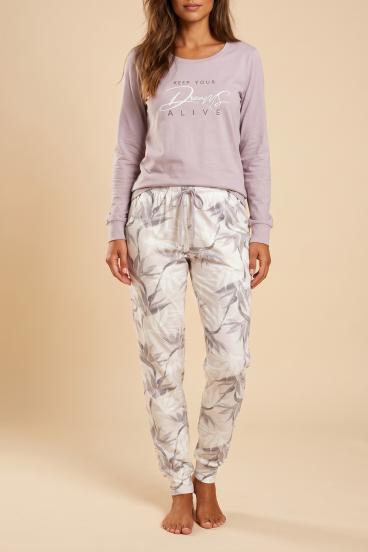 Long Printed Pajamas, Lilac