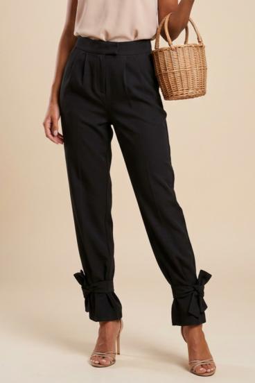 Elegant long high-waisted pants, black