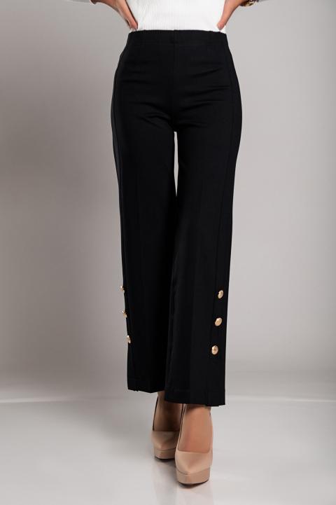 Elegant trousers with buttons, black