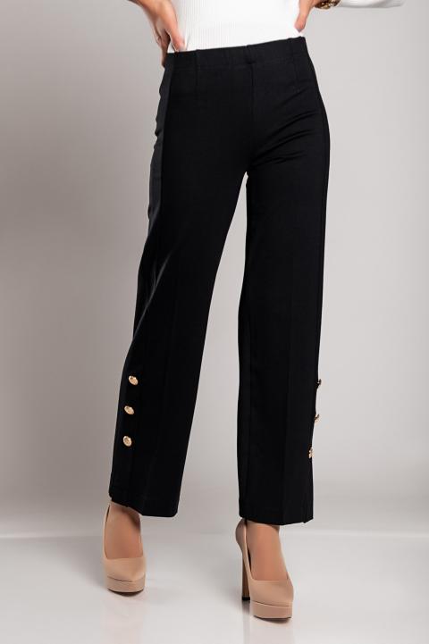 Elegant trousers with buttons, black
