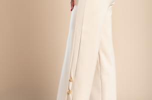 Elegant trousers with buttons, cream