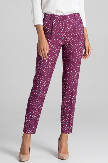 Elegant Long Polka Dot Pants, Fuchsia