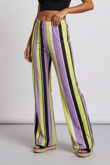 Elegant long striped pants, green