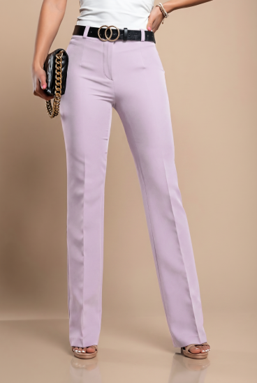 Elegant long pants with straight legs, dusty lilac