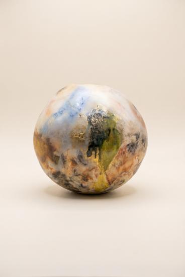 Handmade Glazed Ceramic Vase with Painting
