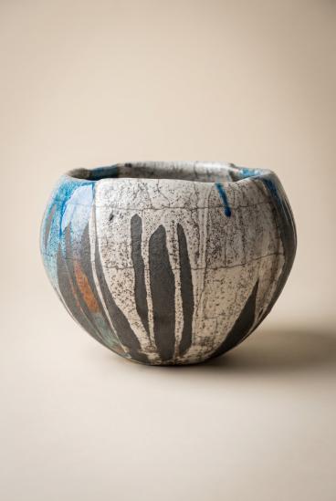 Handmade Glazed Ceramic Dish with Painting