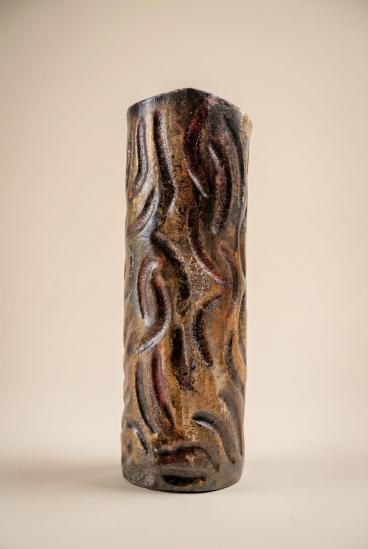 Handmade Glazed Relief Ceramic Vase