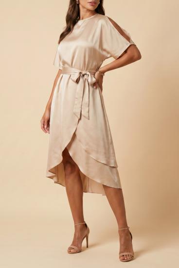 Elegant midi dress with cutouts Thiena, champagne color