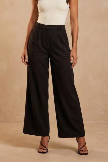 Long wide-leg pants, black