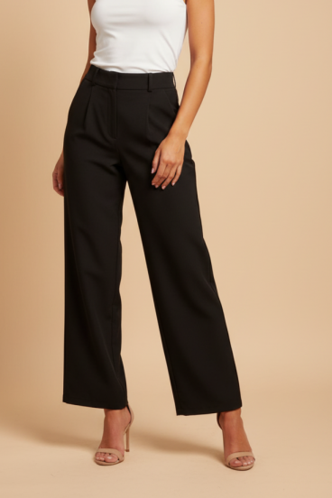 Elegant pants with elastic waistband, black