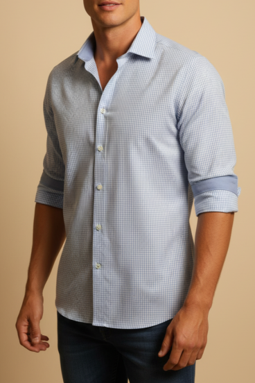 Men's Printed Shirt, Light Blue