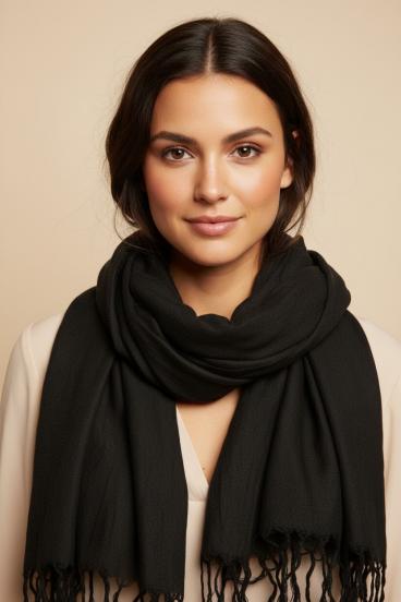 Fringed Scarf, Black