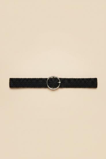 Belt with metal buckle, black