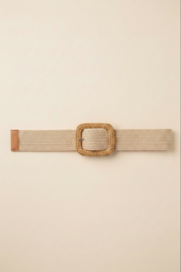 Belt with buckle, beige