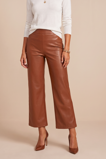 Faux Leather Pants, Brandy